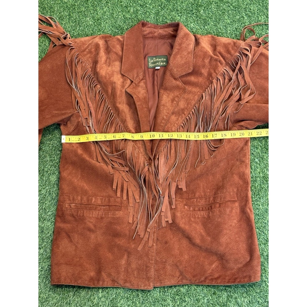 Vintage Suede Leather Jacket Womens Brown Medium Fringe Western Cowgirl - Picture 14 of 16